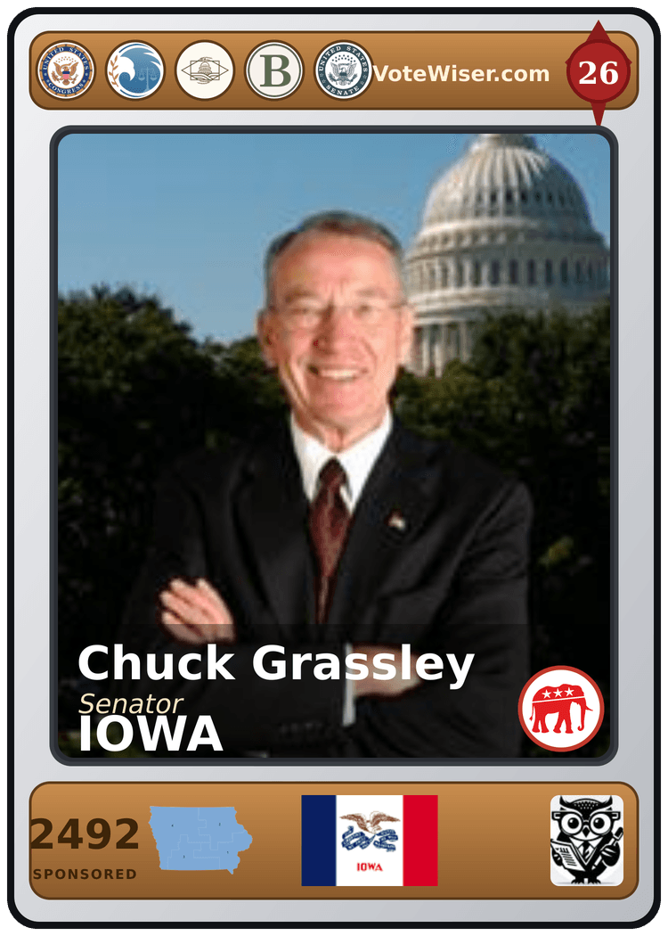Chuck Grassley trading card