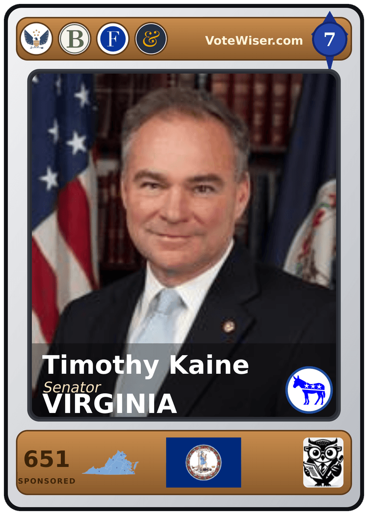 Tim Kaine trading card