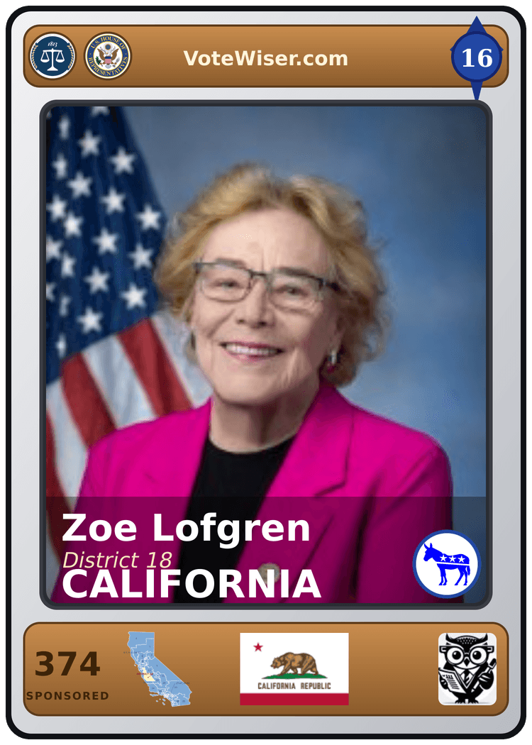 Zoe Lofgren trading card