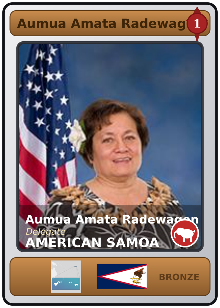 Aumua Amata Coleman Radewagen trading card
