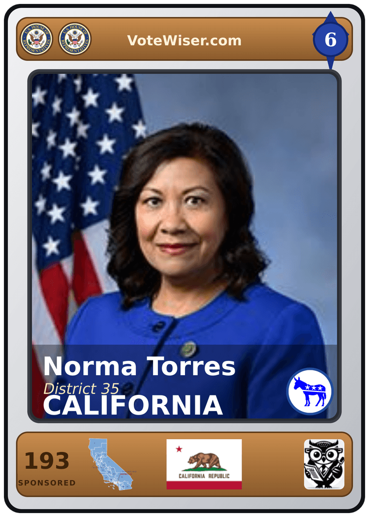 Norma J. Torres trading card