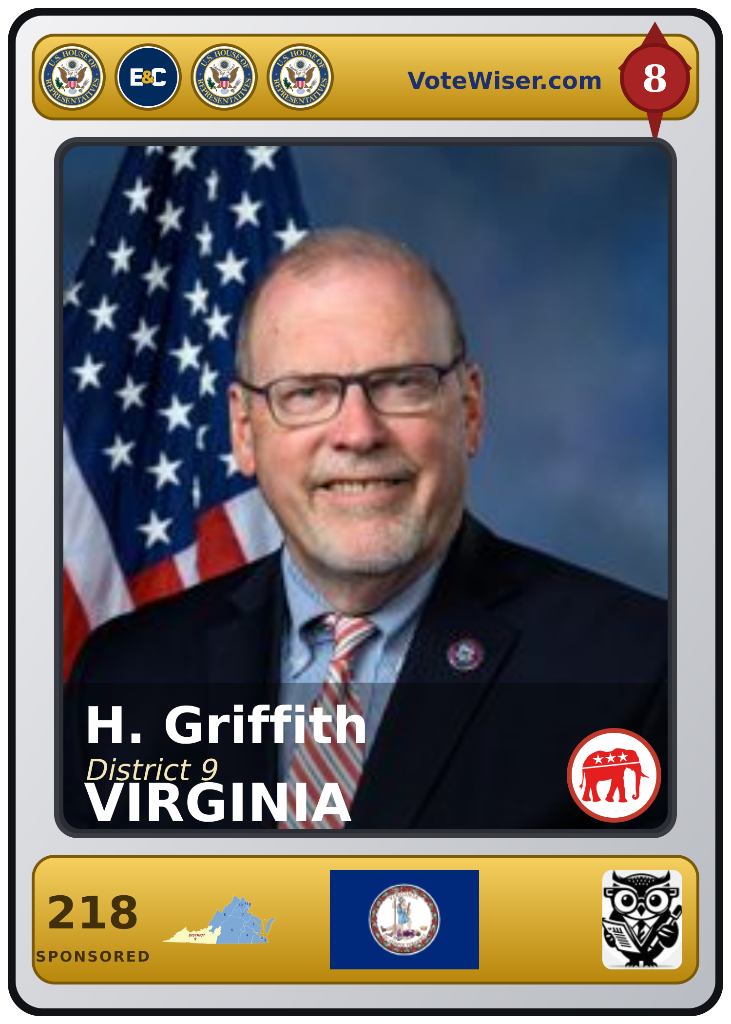 Sample card: Gold Morgan Griffith with both awards